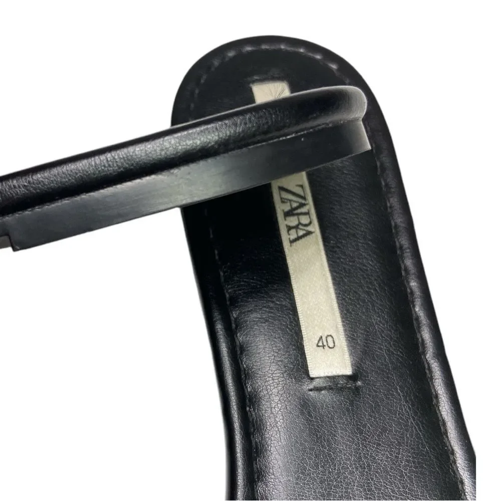 Zara Chain Trim Beach SummerSandals Square Open Toe size 40/9 - Picture 6 of 7
